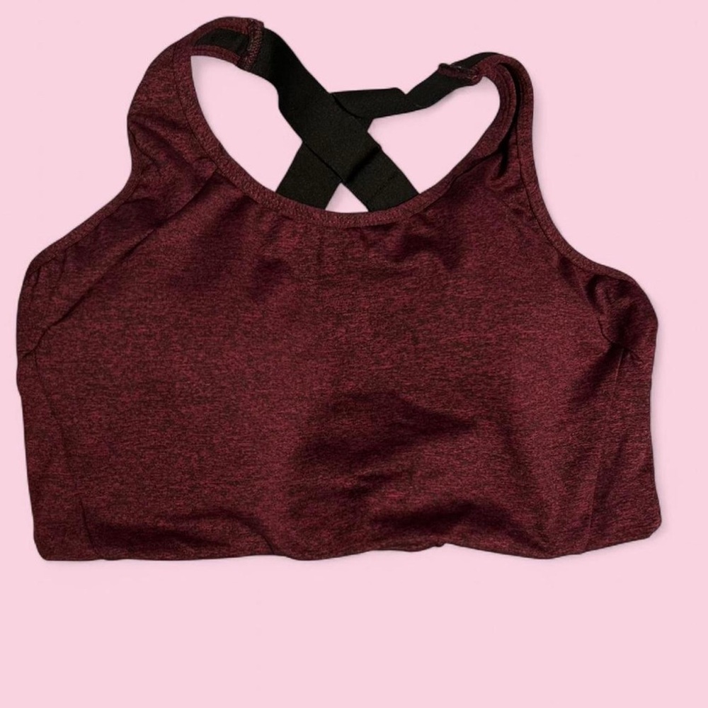 Sam Edelman Maroon Sports Bra with Black Straps